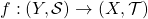 f: (Y, \mathcal S) \to (X, \mathcal T)